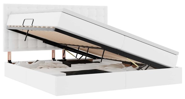 Postel s úložným prostorem Úplně bílá 200 x 200 cm Umělá kůže 3371682