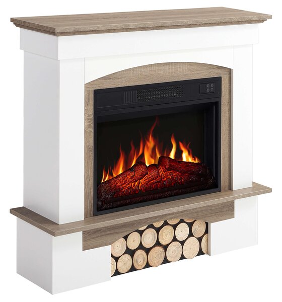 Elektrický krb ArtiFlame Woodley AF23S bílá / dub šedý - Elektrický vestavný krb 1800 W, realistický efekt plamene LED, funkce topení, dálkové ovládání