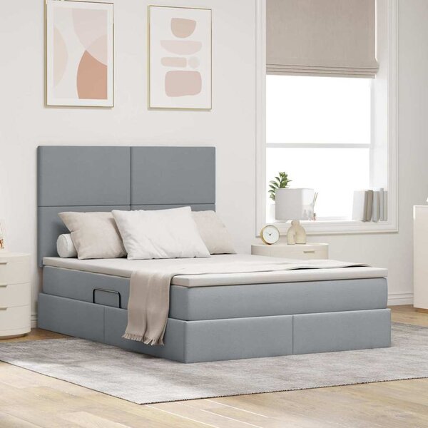 Postel s úložným prostorem a matrací Světle šedá 140 x 190 cm 3371715