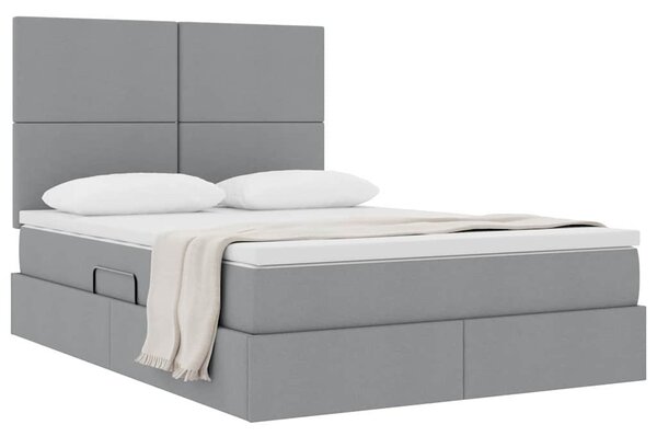 Postel s úložným prostorem a matrací Světle šedá 140 x 190 cm 3371715