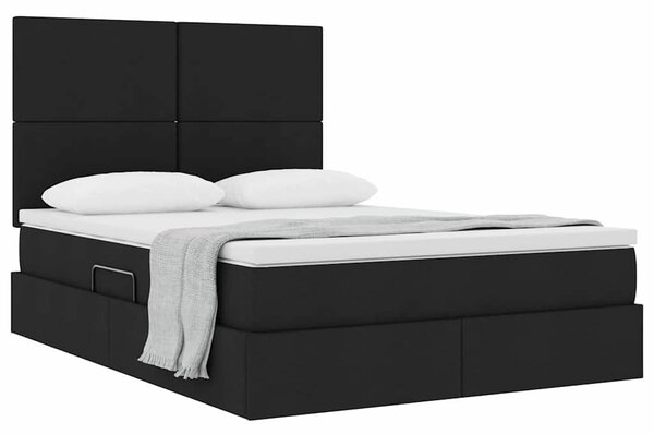 Postel s úložným prostorem a matrací Černá 140 x 190 cm textil 3371717