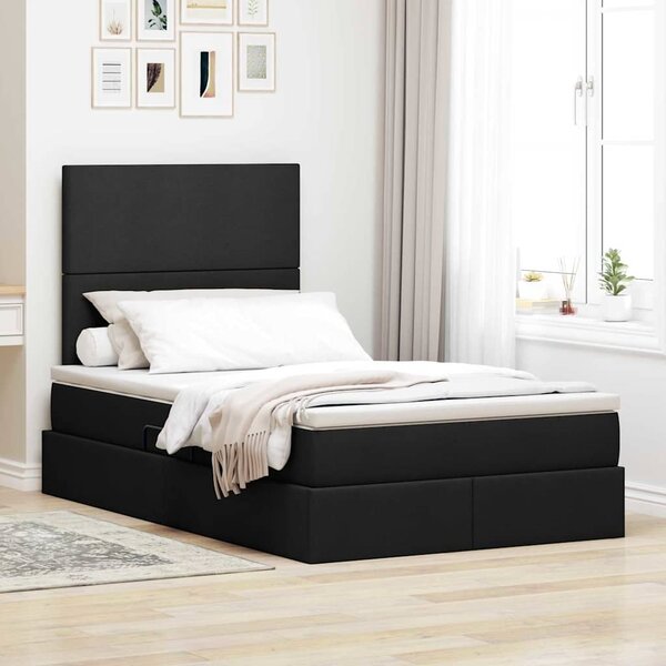 Postel s úložným prostorem a matrací Černá 120 x 200 cm textil 3371711
