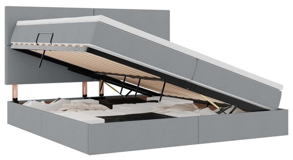 Postel s úložným prostorem a matrací Světle šedá 200 x 200 cm 3371739