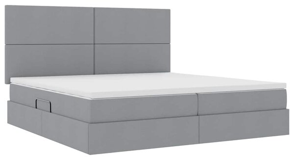 Postel s úložným prostorem a matrací Světle šedá 200 x 200 cm 3371739