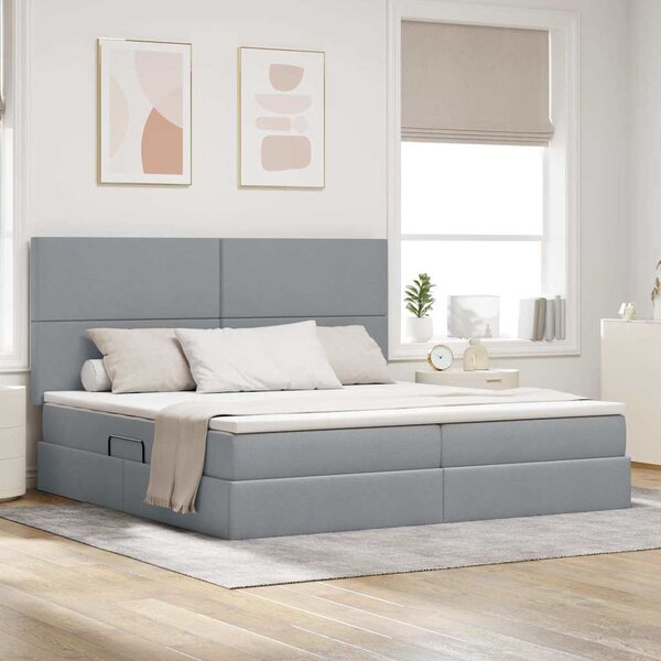 Postel s úložným prostorem a matrací Světle šedá 200 x 200 cm 3371739