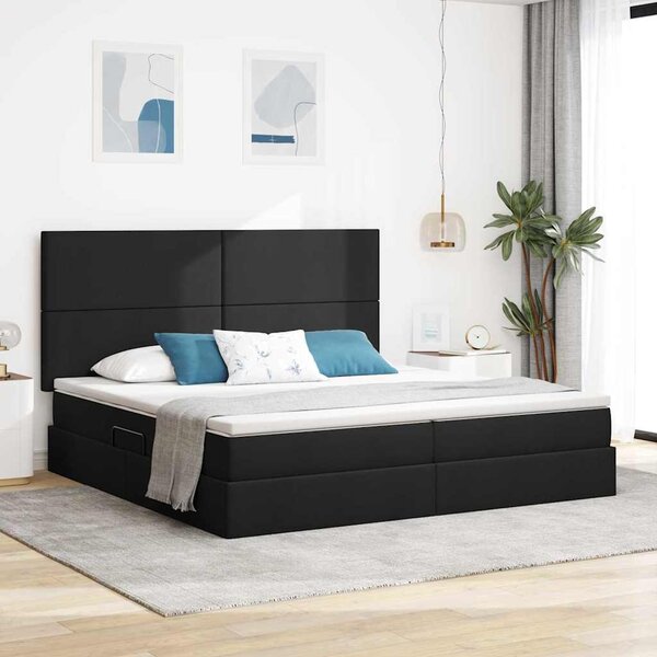 Postel s úložným prostorem a matrací Černá 200 x 200 cm textil 3371741