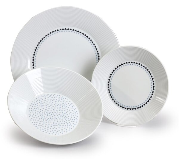 Sada 18 porcelánových talířů s trojúhelníčky Thun Lea
