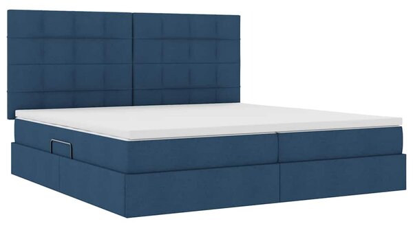 Postel s úložným prostorem a matrací Modrá 200 x 200 cm textil 3371807