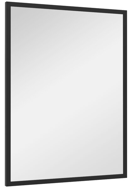HOMCOM Obdélníkové Zrcadlo se Háčky, Zrcadlo ve Skle a MDF, 60x80 cm, Černé | Aosom