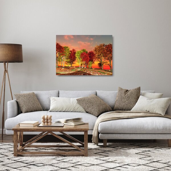 Skleněný obraz - Barevné stromy (70x50 cm)