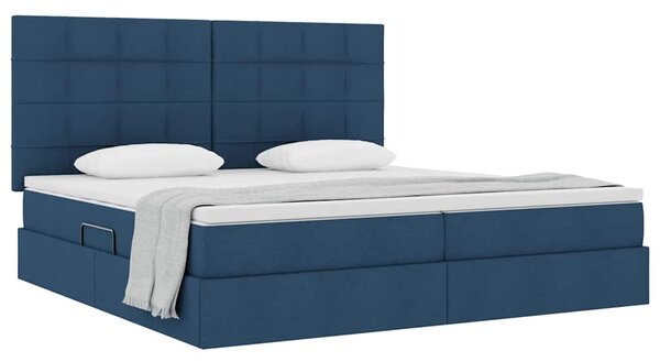 Postel s úložným prostorem a matrací Modrá 200 x 200 cm textil 3371807