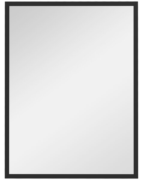 HOMCOM Obdélníkové Zrcadlo se Háčky, Zrcadlo ve Skle a MDF, 60x80 cm, Černé | Aosom