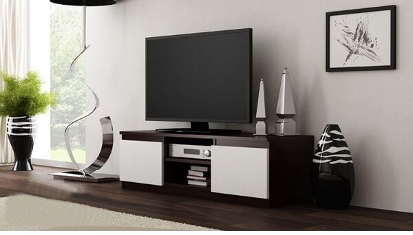 RTV stolek FLOWE 120 wenge/bílá (120 x 36) cm