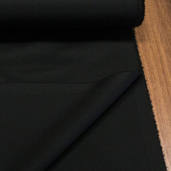 Směsový kepr elastický OLIMPIA ELASTIC BLACK, jednobarevný černý, 165g/m2, š.150cm (látka v metráži)