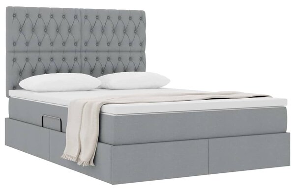 Postel s úložným prostorem a matrací Světle šedá 140 x 190 cm 3371841