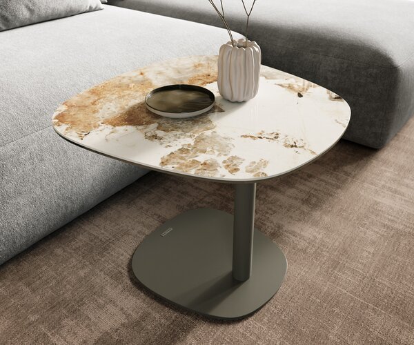 DELIFE Konferenční stolek Edge Boot 60x60 cm keramika Minas Melange Eleny kov titanová barva