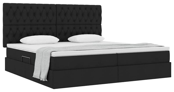 Postel s úložným prostorem a matrací Černá 200 x 200 cm textil 3371867