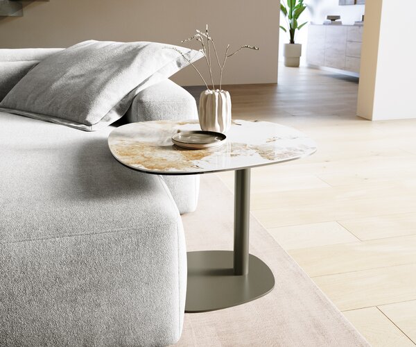 DELIFE Konferenční stolek Edge Boot 60x60 cm keramika Minas Melange Eleny kov titanová barva