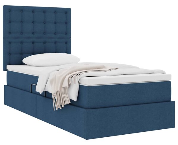 Postel s úložným prostorem a matrací Modrá 90 x 200 cm textil 3371885