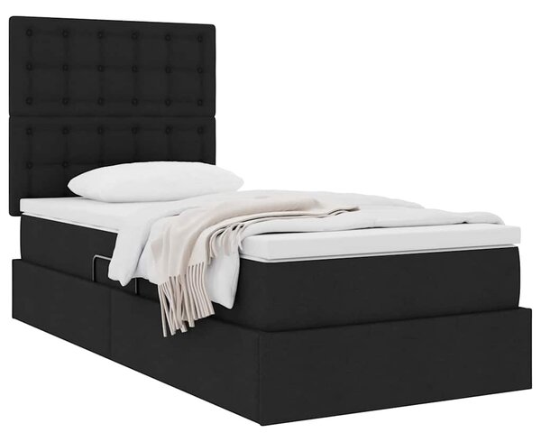 Postel s úložným prostorem a matrací Černá 90 x 190 cm textil 3371876
