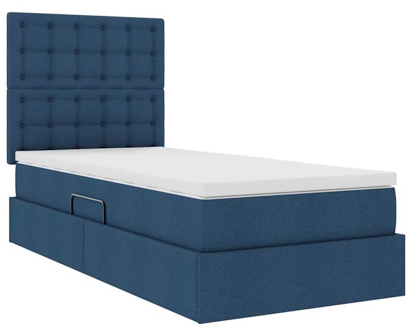 Postel s úložným prostorem a matrací Modrá 90 x 200 cm textil 3371885