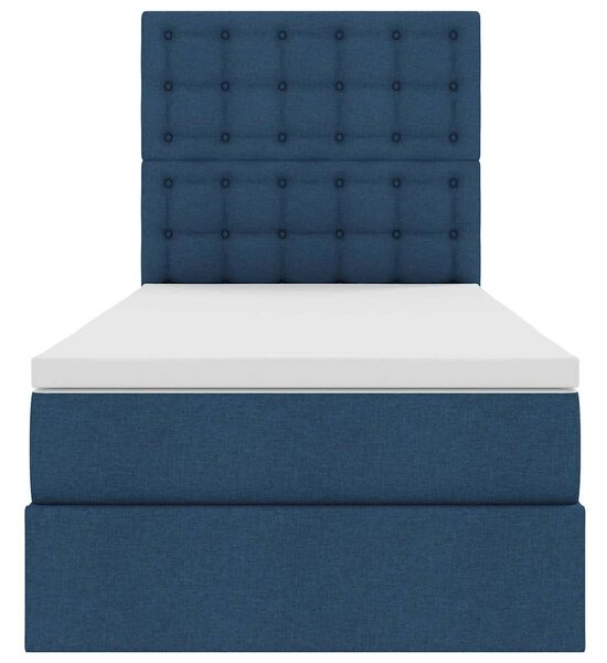 Postel s úložným prostorem a matrací Modrá 90 x 200 cm textil 3371885