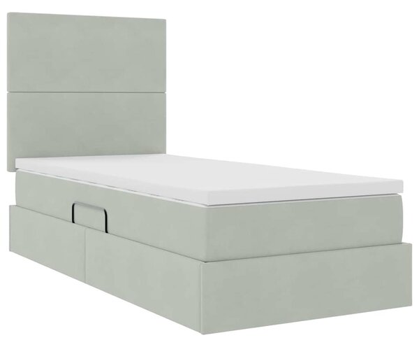 LED postel s úložným prostorem a matrací Světle šedá 3372579