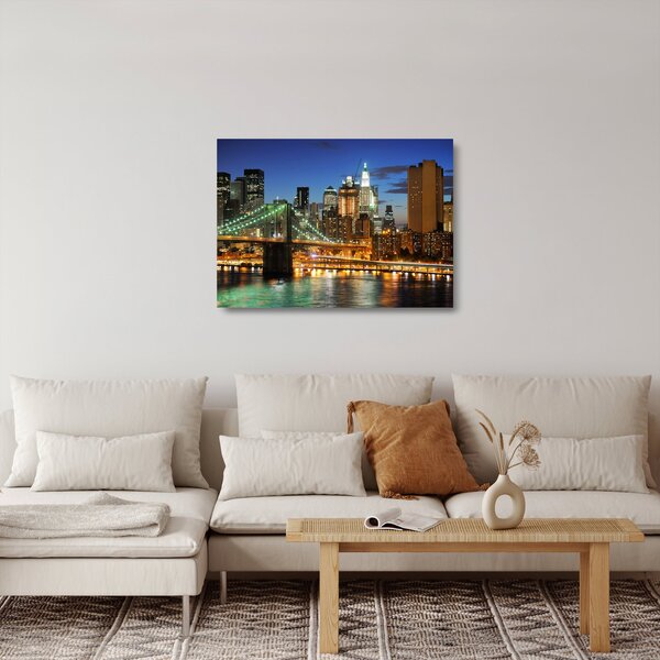 Skleněný obraz - Most s New Yorkem (70x50 cm)