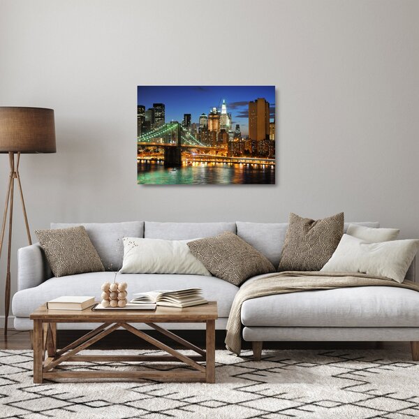 Skleněný obraz - Most s New Yorkem (70x50 cm)