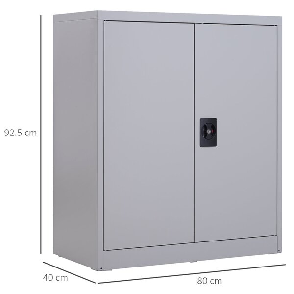 Vinsetto Mobilní skříň s nastavitelnou policí a bezpečnostním zámkem pro domácí kancelář, garáž, ocel 80x40x92,5 cm šedá | Aosom