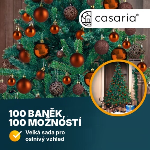 Sada vánočních baněk - bronzové, 100ks