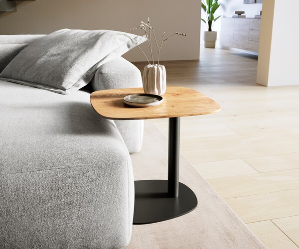 DELIFE Konferenční stolek Edge Boot 50x50 cm dub přírodní švýcarská hrana Eleny kov černá