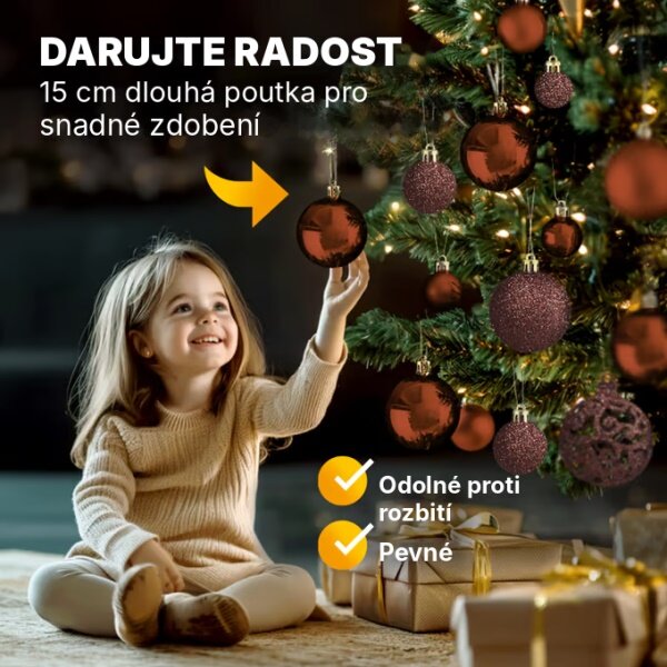 Sada vánočních baněk - bronzové, 100ks