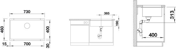 Blanco Subline 700-U Level granitový dřez 70x40 cm bílá 527173