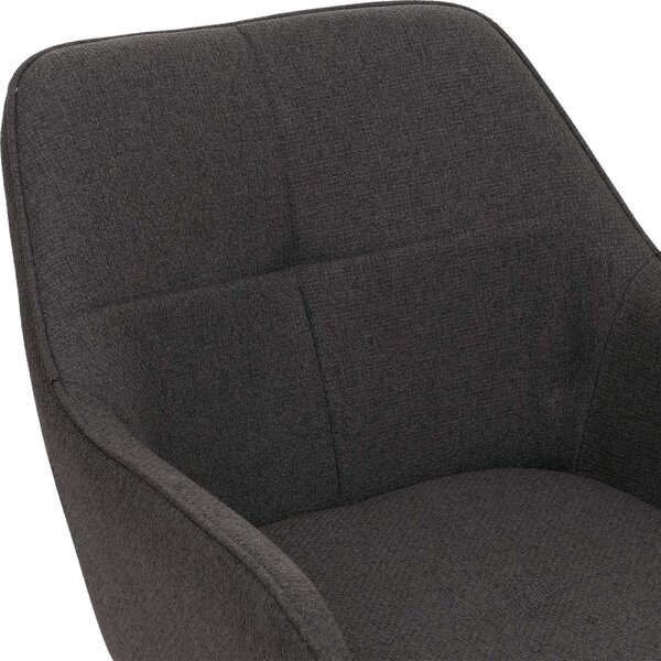 Sada 2 jídelních židlí HWC-O47, područky pro kuchyňské židle, otočné s automatickým vrácením, látka/textil (270g/m²) šedá