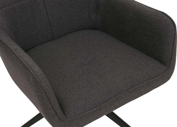 Sada 2 jídelních židlí HWC-O47, područky pro kuchyňské židle, otočné s automatickým vrácením, látka/textil (270g/m²) šedá