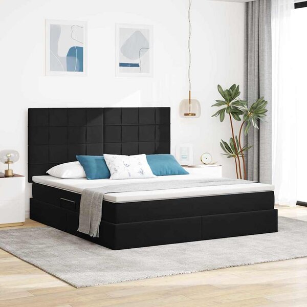 Postel s úložným prostorem a matrací Černá 160 x 200 cm samet 3372041