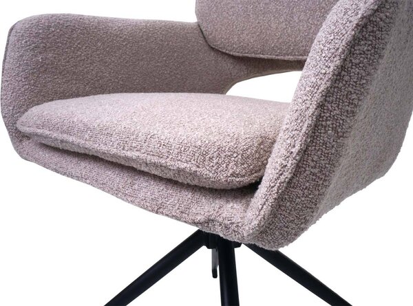 Sada 6 jídelních židlí HWC-N74, kuchyňská židle, otočná, látka bouclé (540g/m²) Oeko-Tex béžová