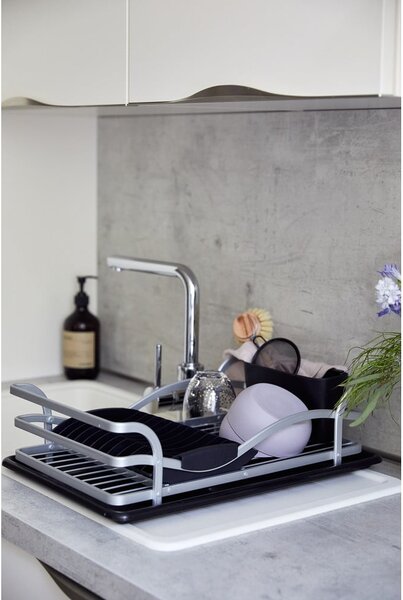 Černý odkapávač na nádobí Wenko Drip Aluminium