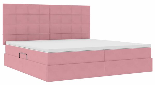 Postel s úložným prostorem a matrací Růžová 200 x 200 cm samet 3372056