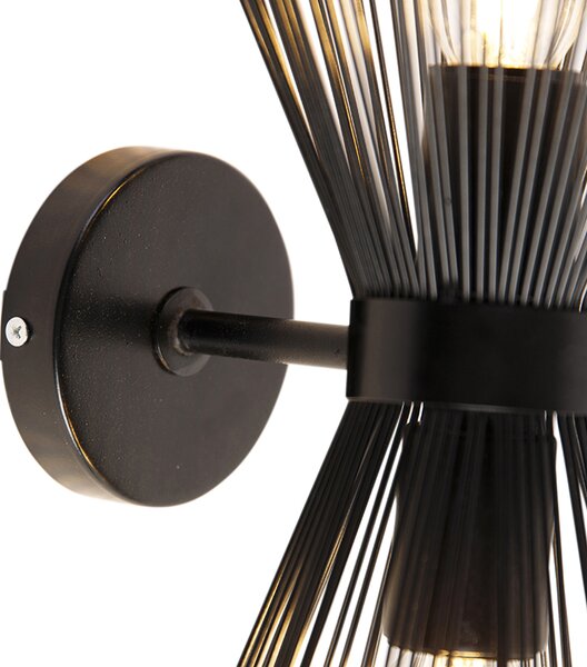 Art Deco nástěnná lampa černá 2-světlo - Broom