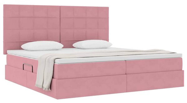 Postel s úložným prostorem a matrací Růžová 200 x 200 cm samet 3372056
