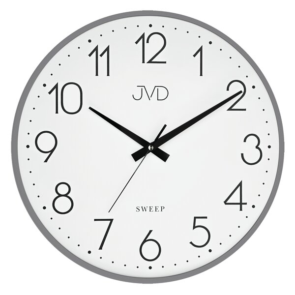 JVD Šedé nástěnné kovové netikající tiché nástěnné hodiny JVD HK4129.3