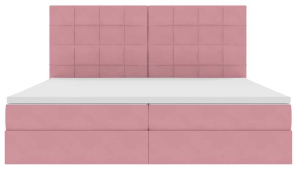 Postel s úložným prostorem a matrací Růžová 200 x 200 cm samet 3372056