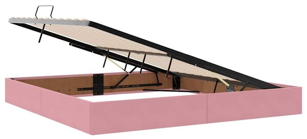 Postel s úložným prostorem a matrací Růžová 200 x 200 cm samet 3372056