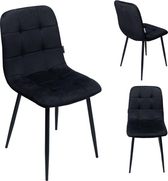 Bauerkraft G-482 Čalouněná sametová jídelní židle Velvet loft, černá