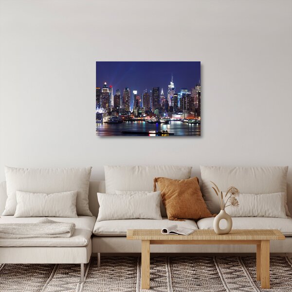 Skleněný obraz - Osvětlené New Yorské mrakodrapy (70x50 cm)