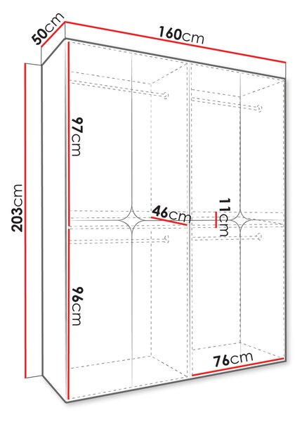 Šatní skříň 160 cm EABDORA - ořech