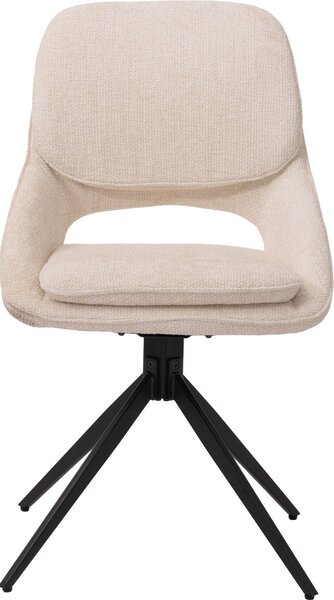 Sada 2 jídelních židlí HWC-N73, kuchyňská židle, otočná s automatickým návratem, tkanina/textilní žinylka (490 g/m²) Oeko-Tex krémově béžová
