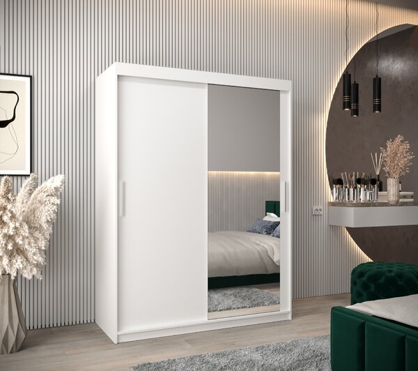 Šatní skříň 150 cm Toki 2 (Bílá matná + Bílá matná)